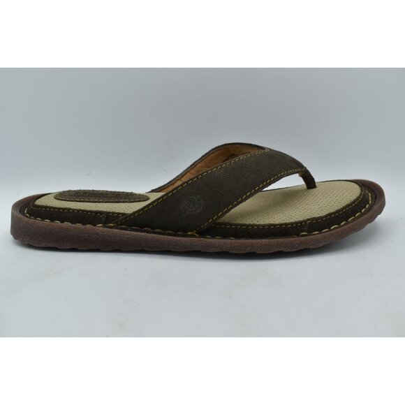 Born Men Size 13 Owen Dark Grey Distressed Leather Flip Flop Thong Sandals Shoes